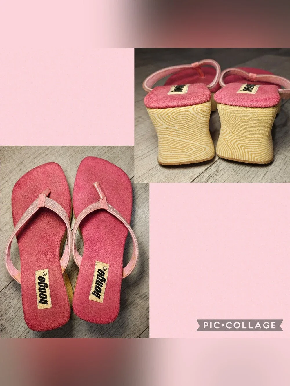 🍧Vintage Y2K BONGO Hot Pink Rhinestone Platform Wedge Sandals🍧